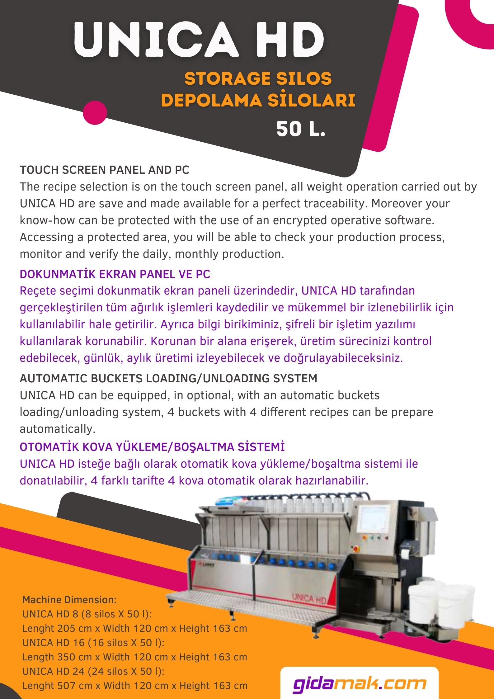 Unica HD آلة وزن المسحوق والتوزيع