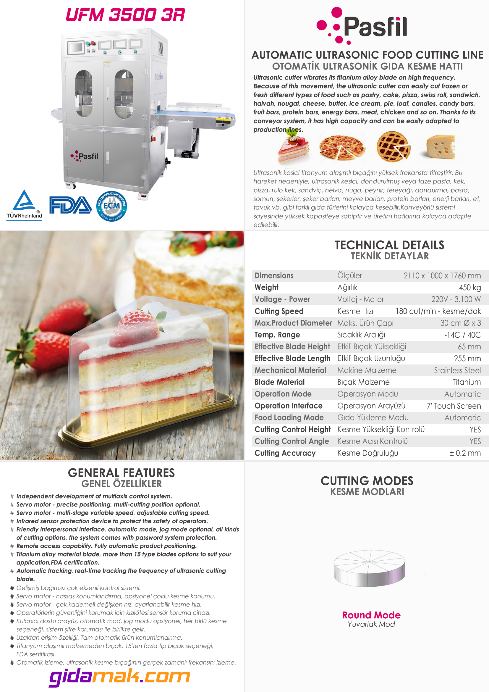UFM 3500 3R Cake Slicing Machine With Conveyor